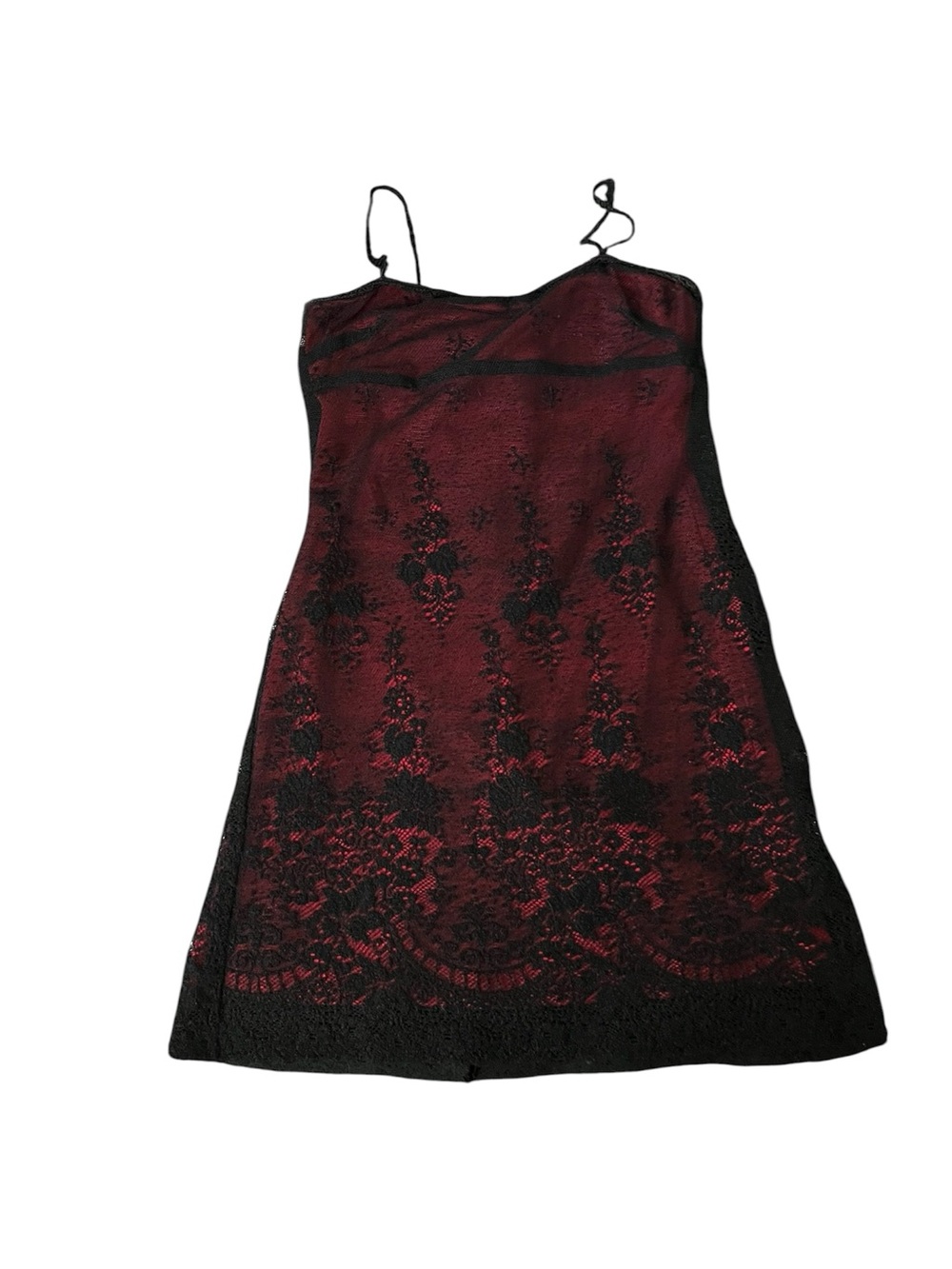 Rampage Burgundy and Black Lace Mini Dress